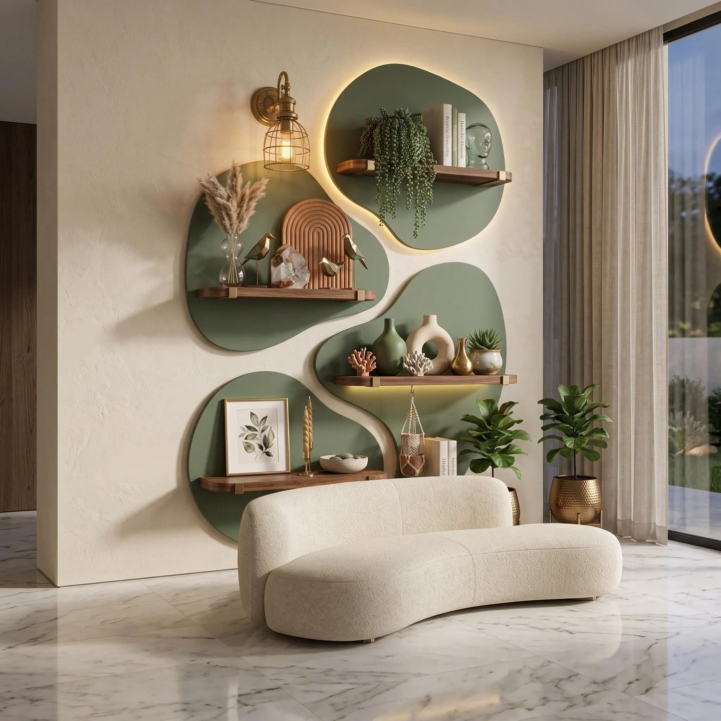 Backlit Onyx Marble Wall Clock | Asymmetric LED Natural Stone Art Timepiece