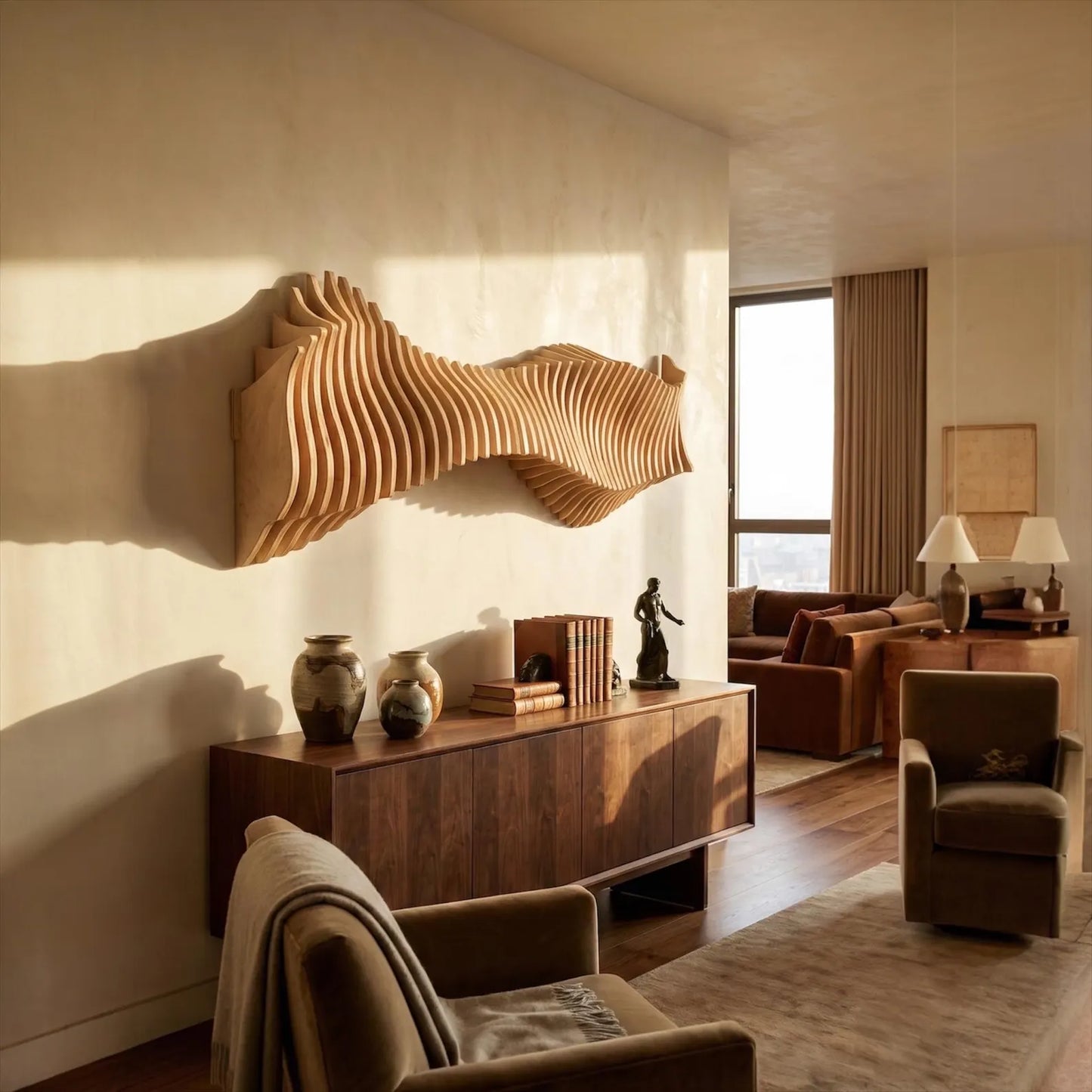 Parametric Wood Wall Art "Anomaly" Home Décor Acoustic Minimalistic Bohemian Modern