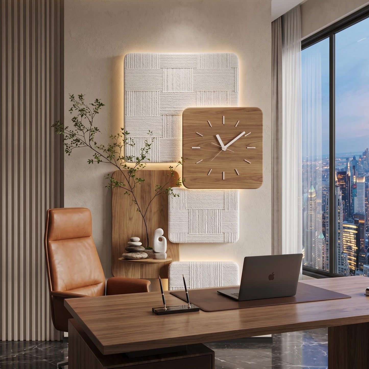Luxury Wooden Wall Clock Panel for Modern Scandinavian Wall Decor