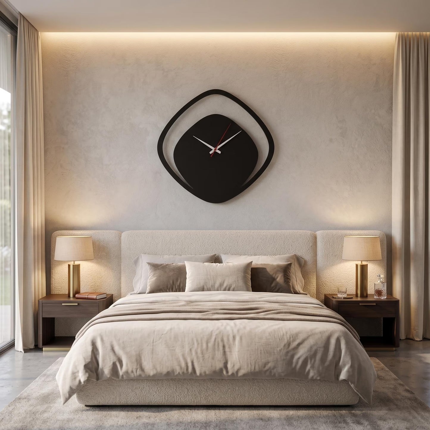 Luxury Black Geometric Wall Clock for Modern Minimalist Decor