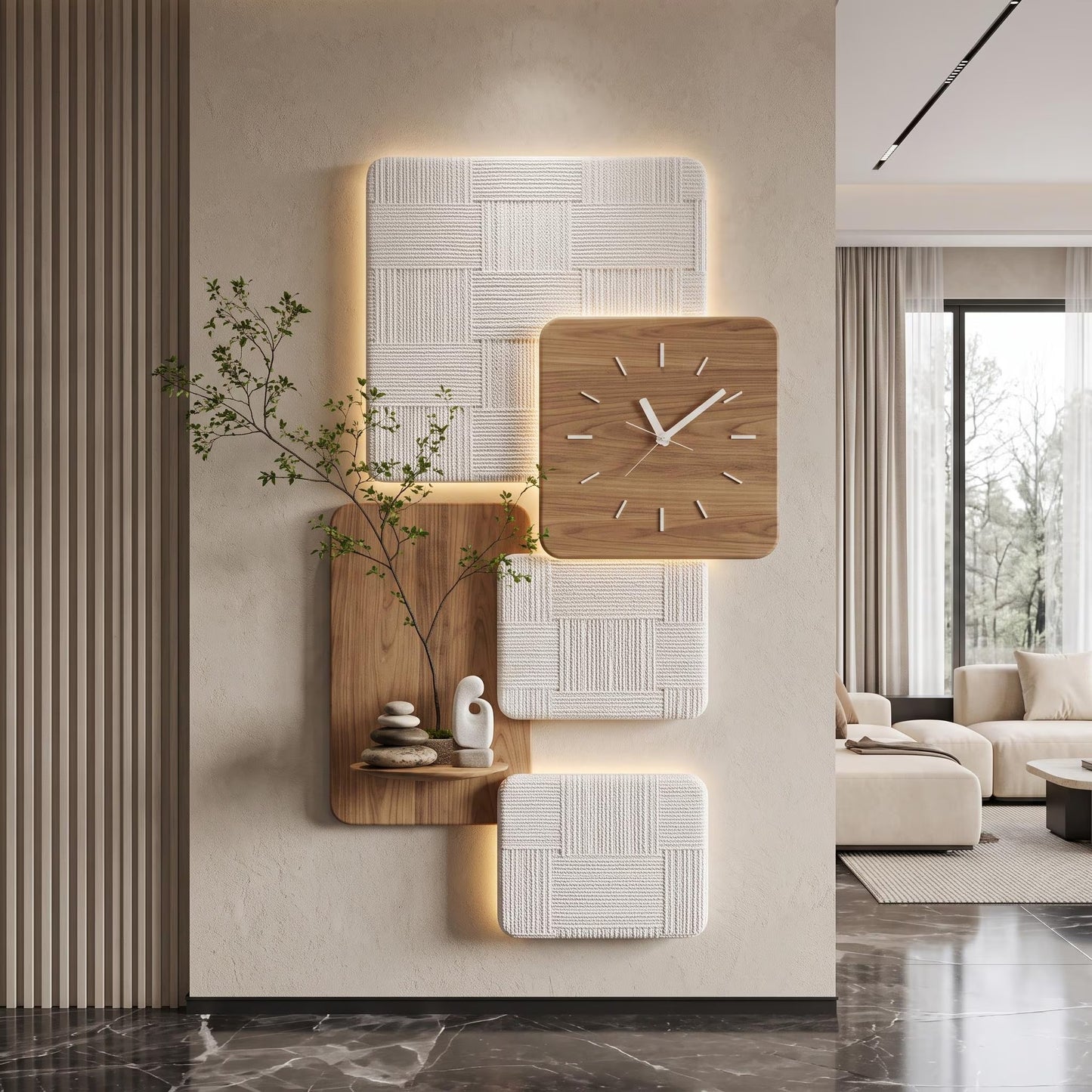 Luxury Wooden Wall Clock Panel for Modern Scandinavian Wall Decor