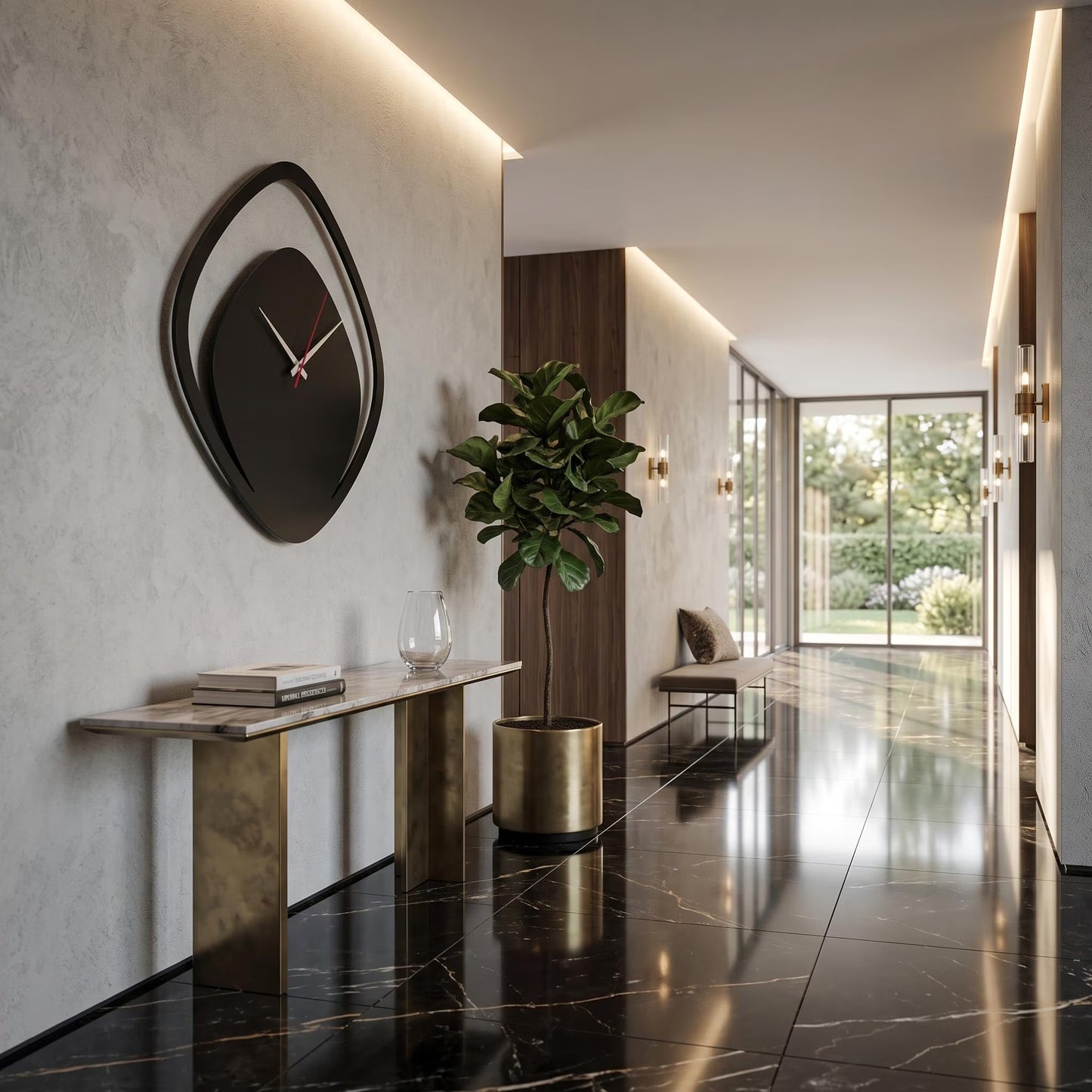 Luxury Black Geometric Wall Clock for Modern Minimalist Decor