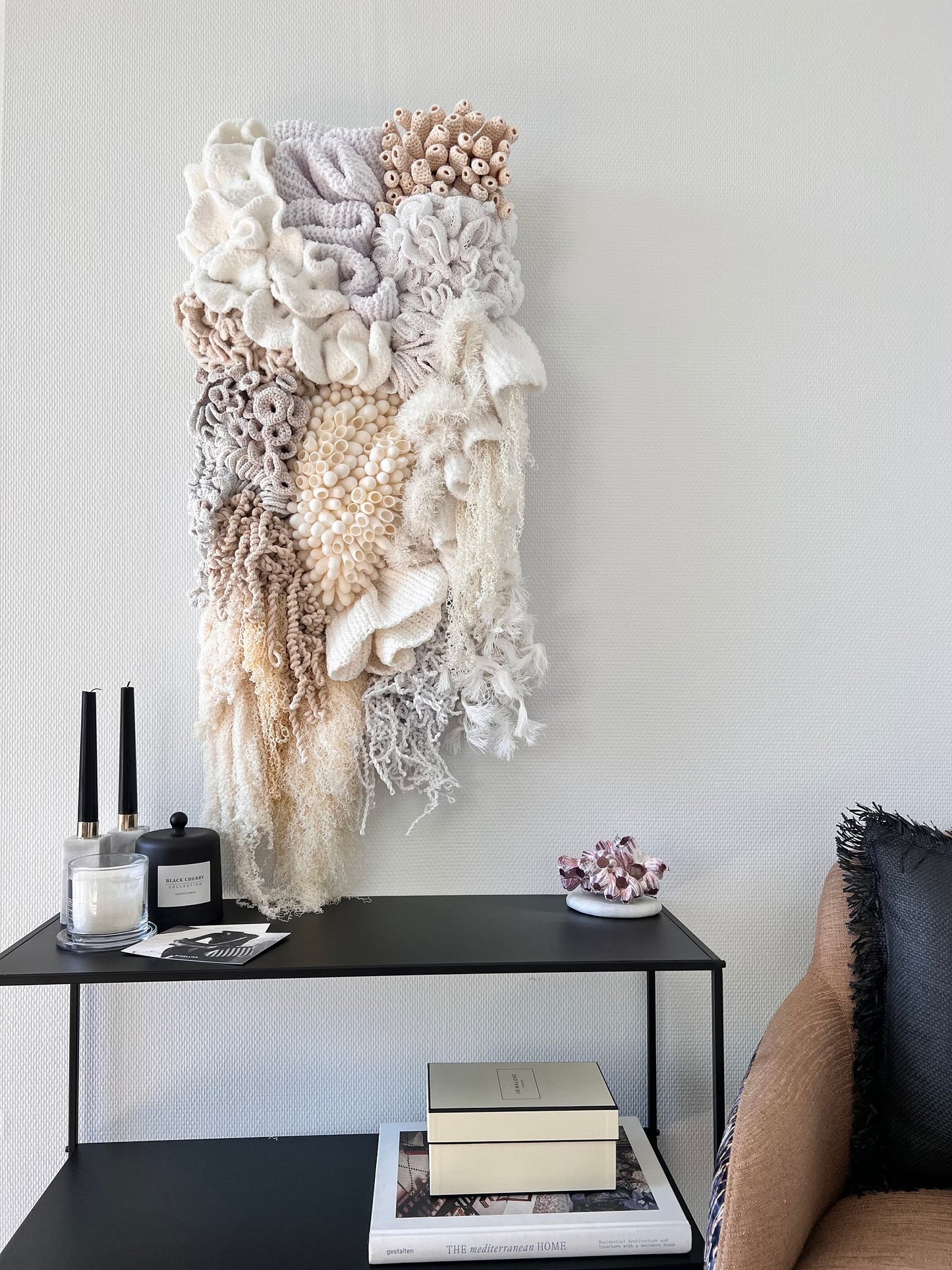 Coral reef textured modern wall art, wall tapestry hanging woven, textile wall art large, fiber art wall hanging, boho tapestry, home gift