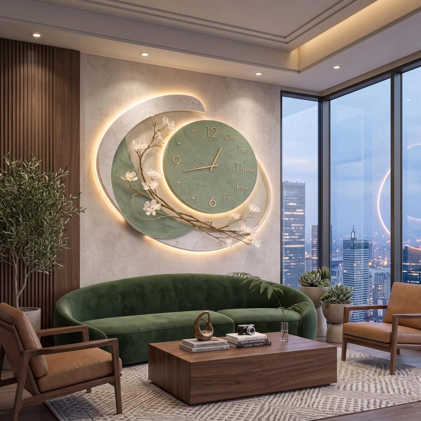 Luxury Floral Wall Clock for Elegant Modern Scandinavian Home Decor