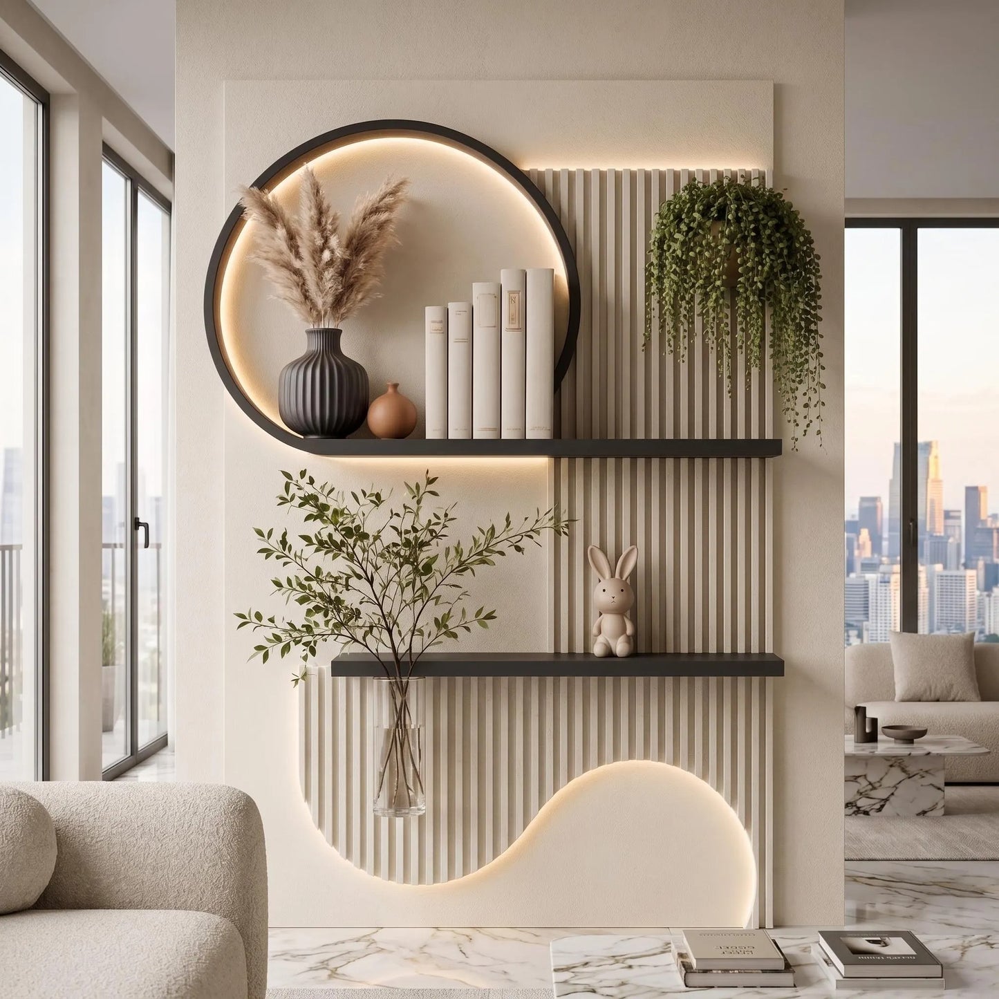 Luxury Modern LED Wall Shelf Panel Scandinavian Minimalist Floating Shelf Decor
