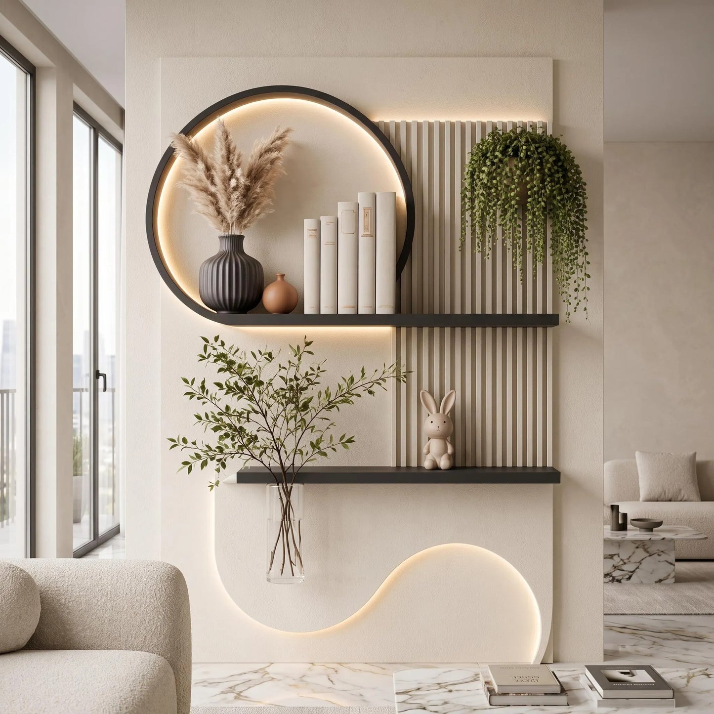 Luxury Modern LED Wall Shelf Panel Scandinavian Minimalist Floating Shelf Decor