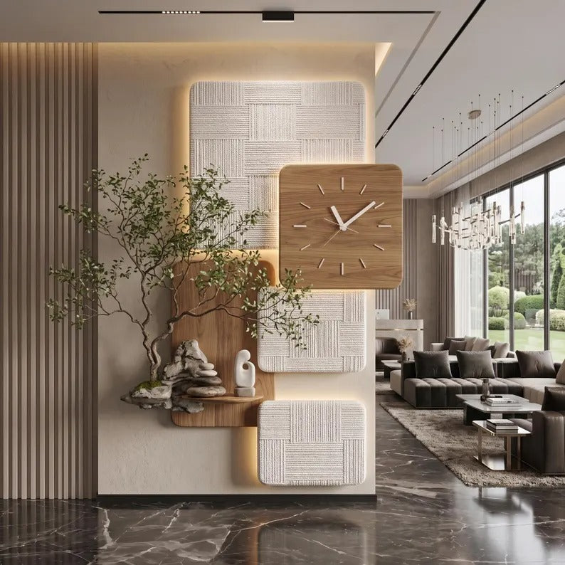 Luxury Wooden Wall Clock Panel for Modern Scandinavian Wall Decor