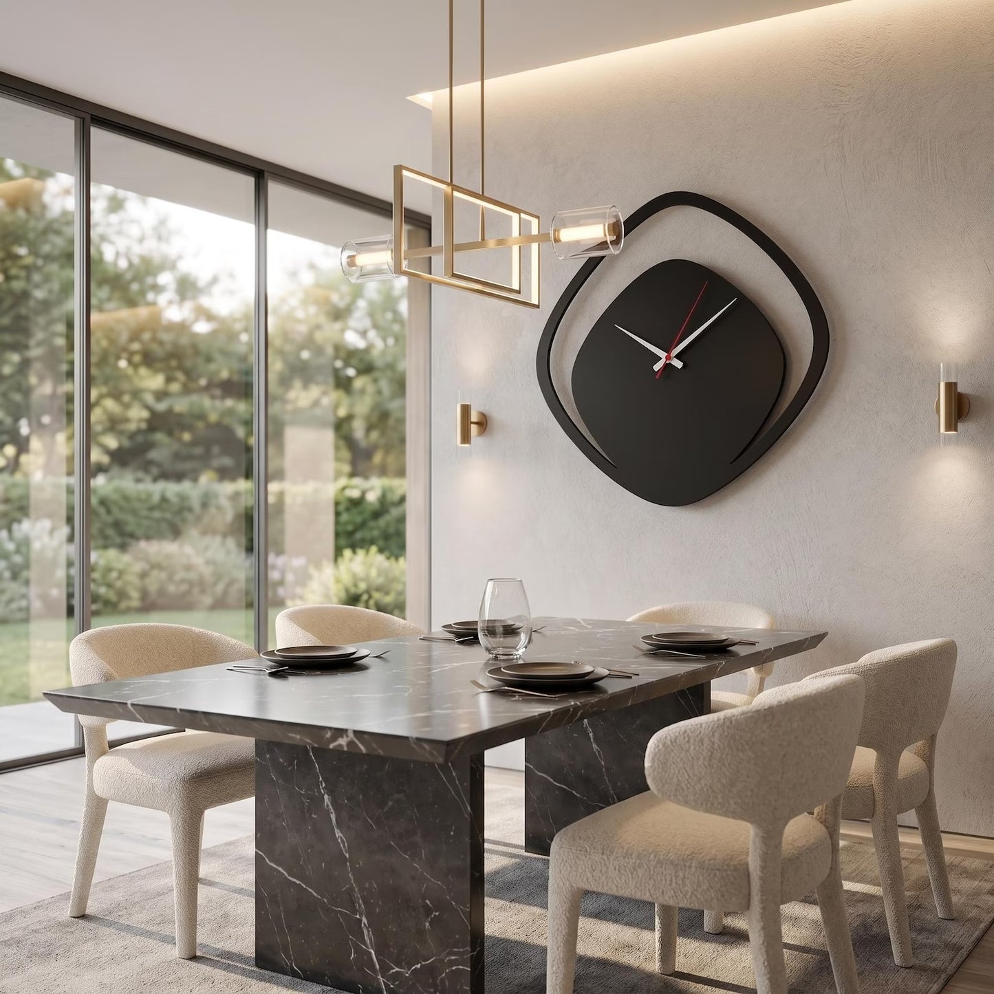 Luxury Black Geometric Wall Clock for Modern Minimalist Decor