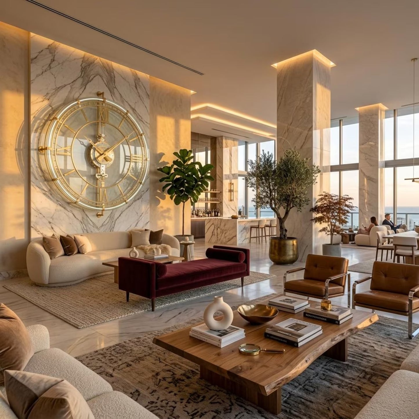 Luxury Floating Glass Wall Clock | Gold Skeleton Roman Numeral Timepiece